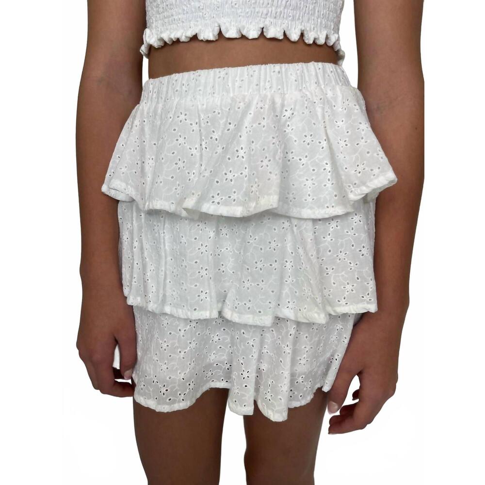 NEW WALKER & WADE yotuh girls' kiki skirt in white eyelet